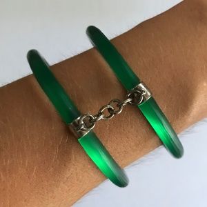 Alexis Bittar Green Lucite Handcuff Bracelets